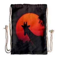 Giraffe Animal Africa Sunset Drawstring Bag (large) by Sudhe