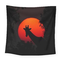 Giraffe Animal Africa Sunset Square Tapestry (large) by Sudhe