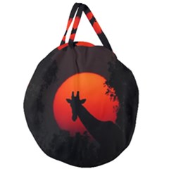 Giraffe Animal Africa Sunset Giant Round Zipper Tote by Sudhe