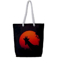 Giraffe Animal Africa Sunset Full Print Rope Handle Tote (small) by Sudhe