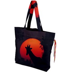 Giraffe Animal Africa Sunset Drawstring Tote Bag by Sudhe