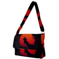 Giraffe Animal Africa Sunset Full Print Messenger Bag by Sudhe