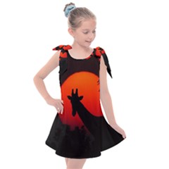 Giraffe Animal Africa Sunset Kids  Tie Up Tunic Dress by Sudhe