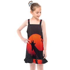 Giraffe Animal Africa Sunset Kids  Overall Dress by Sudhe