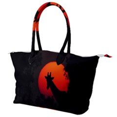 Giraffe Animal Africa Sunset Canvas Shoulder Bag by Sudhe