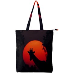 Giraffe Animal Africa Sunset Double Zip Up Tote Bag by Sudhe