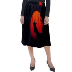 Giraffe Animal Africa Sunset Classic Velour Midi Skirt  by Sudhe