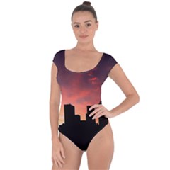 Skyline Panoramic City Architecture Short Sleeve Leotard  by Sudhe