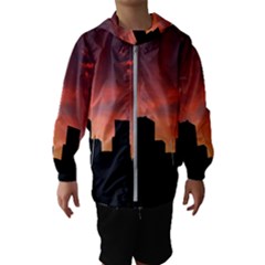 Skyline Panoramic City Architecture Hooded Windbreaker (kids) by Sudhe