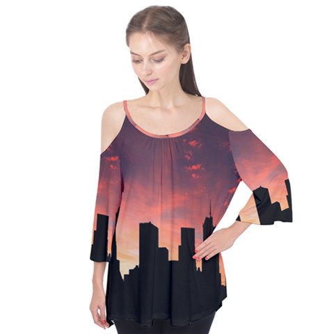 Skyline Panoramic City Architecture Flutter Tees by Sudhe