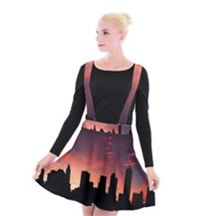 Skyline Panoramic City Architecture Suspender Skater Skirt by Sudhe