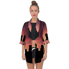 Skyline Panoramic City Architecture Open Front Chiffon Kimono by Sudhe