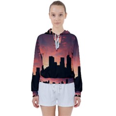 Skyline Panoramic City Architecture Women s Tie Up Sweat by Sudhe