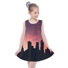 Skyline Panoramic City Architecture Kids  Summer Dress by Sudhe