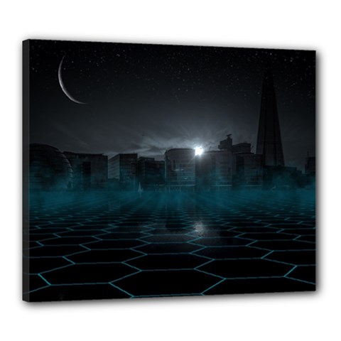 Skyline Night Star Sky Moon Sickle Canvas 24  X 20  (stretched) by Sudhe