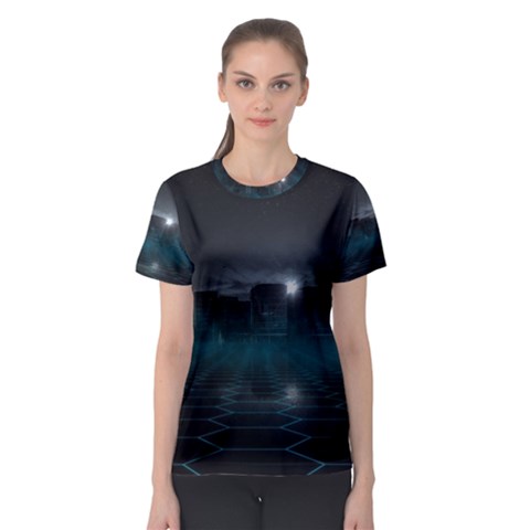 Skyline Night Star Sky Moon Sickle Women s Sport Mesh Tee by Sudhe