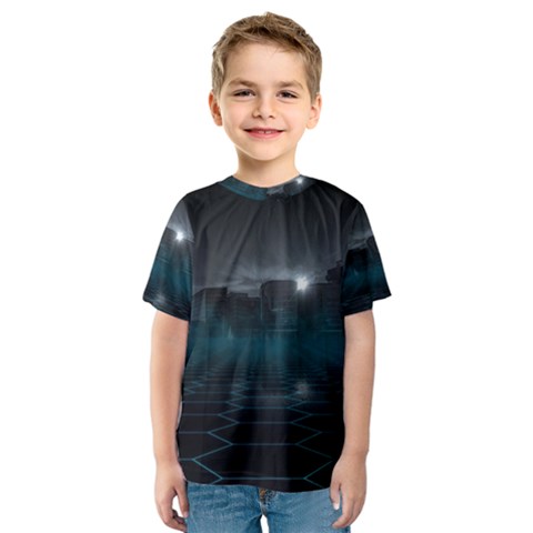 Skyline Night Star Sky Moon Sickle Kids  Sport Mesh Tee by Sudhe