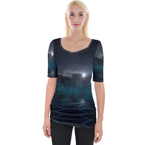 Skyline Night Star Sky Moon Sickle Wide Neckline Tee by Sudhe