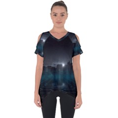 Skyline Night Star Sky Moon Sickle Cut Out Side Drop Tee by Sudhe