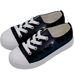 Skyline Night Star Sky Moon Sickle Kids  Low Top Canvas Sneakers by Sudhe