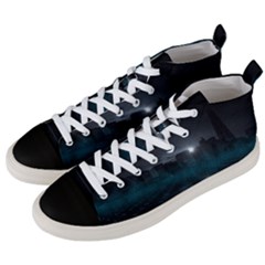 Skyline Night Star Sky Moon Sickle Men s Mid-top Canvas Sneakers by Sudhe