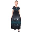 Skyline Night Star Sky Moon Sickle Kids  Short Sleeve Maxi Dress View1