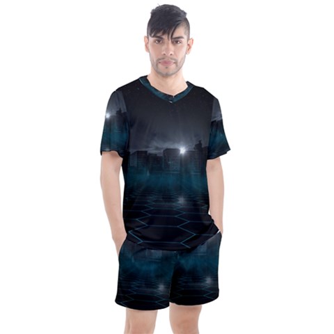 Skyline Night Star Sky Moon Sickle Men s Mesh Tee And Shorts Set by Sudhe