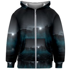 Skyline Night Star Sky Moon Sickle Kids  Zipper Hoodie Without Drawstring by Sudhe