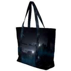 Skyline Night Star Sky Moon Sickle Zip Up Canvas Bag