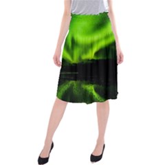 Aurora Borealis Northern Lights Sky Midi Beach Skirt by Sudhe