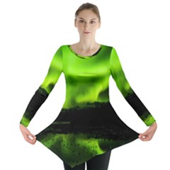 Aurora Borealis Northern Lights Sky Long Sleeve Tunic  by Sudhe