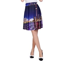 Toronto City Cn Tower Skydome A-line Skirt by Sudhe