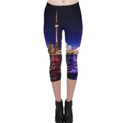 Toronto City Cn Tower Skydome Capri Leggings  by Sudhe