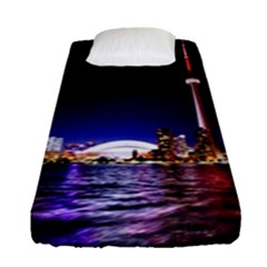 Toronto City Cn Tower Skydome Fitted Sheet (single Size) by Sudhe