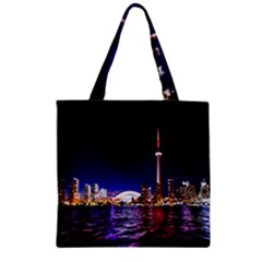 Toronto City Cn Tower Skydome Zipper Grocery Tote Bag by Sudhe