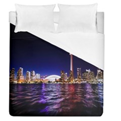 Toronto City Cn Tower Skydome Duvet Cover (queen Size) by Sudhe