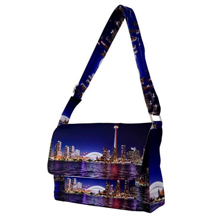 Toronto City Cn Tower Skydome Full Print Messenger Bag