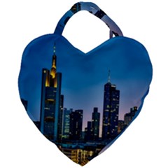 Frankfurt Germany Panorama City Giant Heart Shaped Tote by Sudhe