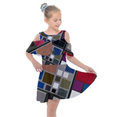 Abstract Composition Kids  Shoulder Cutout Chiffon Dress by Sudhe