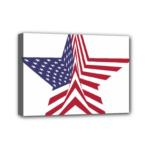 A Star With An American Flag Pattern Mini Canvas 7  X 5  (stretched) by Sudhe