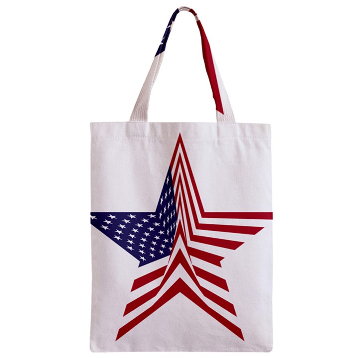 A Star With An American Flag Pattern Zipper Classic Tote Bag