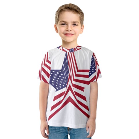 A Star With An American Flag Pattern Kids  Sport Mesh Tee by Sudhe