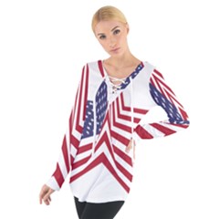 A Star With An American Flag Pattern Tie Up Tee by Sudhe