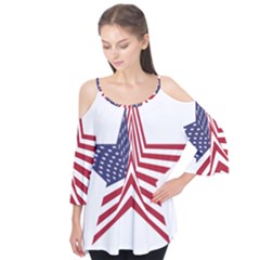 A Star With An American Flag Pattern Flutter Tees