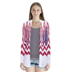 A Star With An American Flag Pattern Drape Collar Cardigan