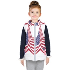 A Star With An American Flag Pattern Kids  Hooded Puffer Vest by Sudhe