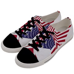 A Star With An American Flag Pattern Men s Low Top Canvas Sneakers by Sudhe