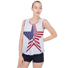 A Star With An American Flag Pattern Bubble Hem Chiffon Tank Top by Sudhe