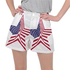 A Star With An American Flag Pattern Stretch Ripstop Shorts by Sudhe