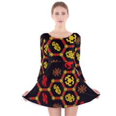 Algorithmic Drawings Long Sleeve Velvet Skater Dress by Sudhe